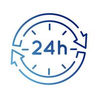 arrows with 24 hours gradient style icon vector