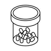 medicine capsules drugs in bottle line style icon vector