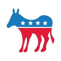 democrat donkey with stars usa election flat style icon vector