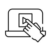 laptop computer with media player line style icon vector