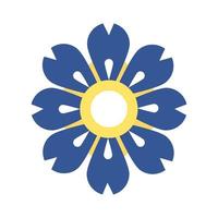 icono de estilo plano azul y amarillo de flor decorativa de mediados de otoño vector