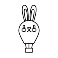 mid autumn celebration with rabbit balloon air hot line style icon vector