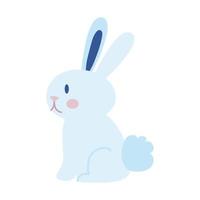 mid autumn cute rabbit seated flat style icon vector