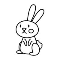 mid autumn cute rabbit line style icon vector