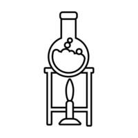 medical tube test flask in burner laboratory line icon vector