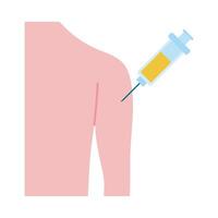 vaccine syringe in human hand flat style icon vector