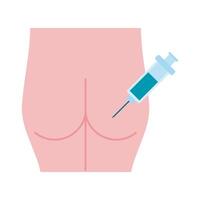 vaccine syringe with buttocks flat style icon vector