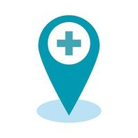 medical cross in pin location flat style icon vector