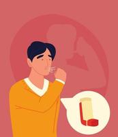 asthmatic man coughing vector