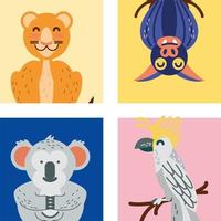 tropical animals set vector