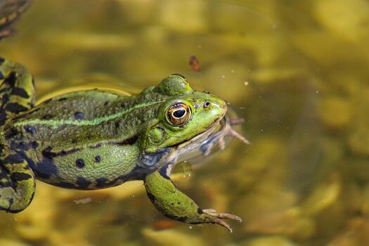 rana en un estanque local en primavera foto