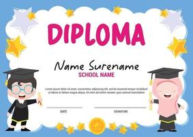 certificado de diploma para niños de preescolar y primaria, estrellas musulmanas multiusos vector