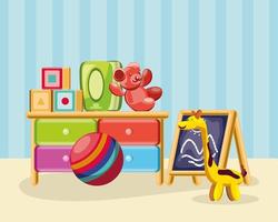 nursery table toys vector