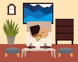 living room interior vector