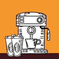 tazas de la máquina de café vector