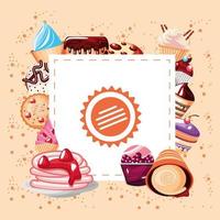 delicious sweets desserts vector