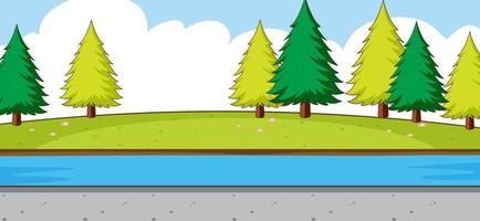 Empty park scene with river in simple style vector