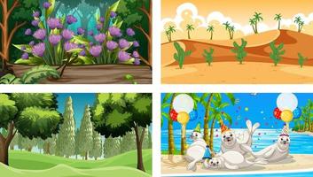 Four different nature horizontal scene vector