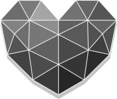 Grey geometric heart isolated vector