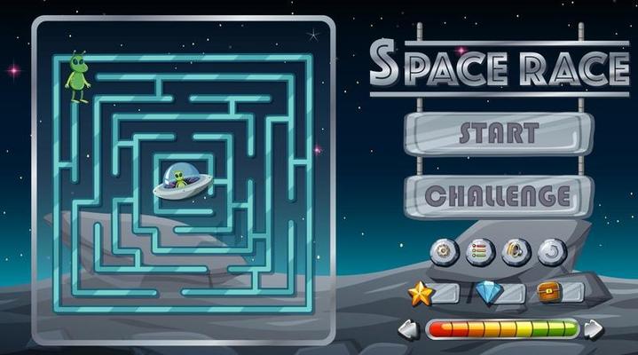 Maze game with space theme template
