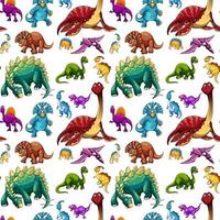 Seamless pattern with various dinosaurs on white background vector