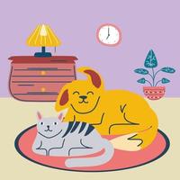 home interior pets vector