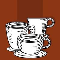 coffee cups sketch vector