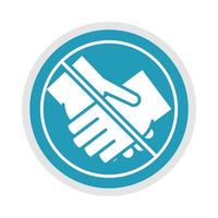 new normal avoid handshaking after coronavirus disease covid 19 blue silhouette icon vector