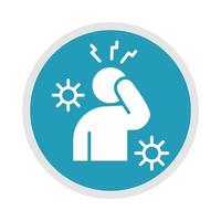 nuevos síntomas normales de precaución después de la enfermedad por coronavirus covid 19 icono de silueta azul vector