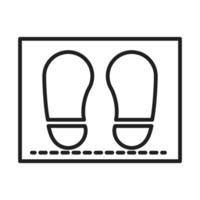 new normal social distancing with floor signs after coronavirus disease covid 19 linear icon style vector