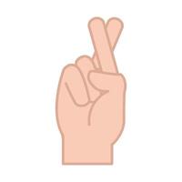 sign language hand gesture indicating r letter line and fill icon vector