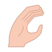 sign language hand gesture indicating c letter line and fill icon vector