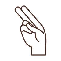 sign language hand gesture indicating h letter line icon vector