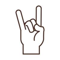 lenguaje de señas gesto de la mano icono de línea de rock n roll vector