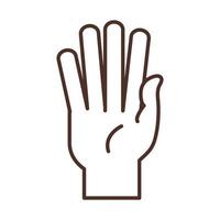 sign language hand gesture showing five finger line icon vector