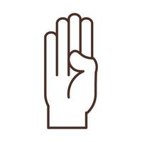 sign language hand gesture indicating b letter line icon vector