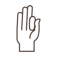 sign language hand gesture indicating f letter line icon