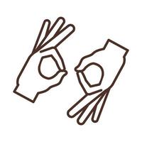 sign language interpreting hand gesture line icon vector