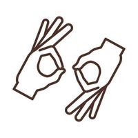 sign language interpreting hand gesture line icon vector