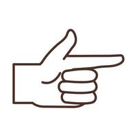 sign language hand gesture indicating right direction line icon vector