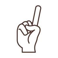 sign language hand gesture indicating number one line icon vector