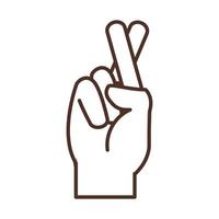 sign language hand gesture indicating r letter line icon vector