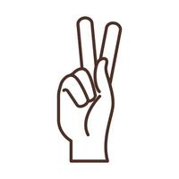 lenguaje de señas gesto de la mano paz y amor icono de línea vector