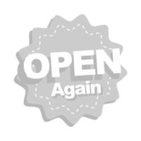 open again business sticker label flat icon vector