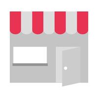 store facade open door opening again flat icon vector