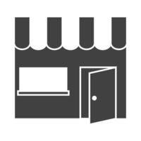 store facade open door opening again silhouette icon vector