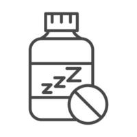 insomnio botella medicina pastillas para dormir estilo de icono lineal vector