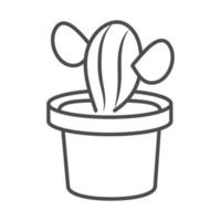 gardening potted cactus plant nature line icon style vector