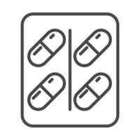 medicine prescription package capsules medication linear icon style vector