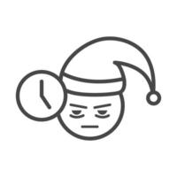 insomnia character face sleepless time linear icon style vector